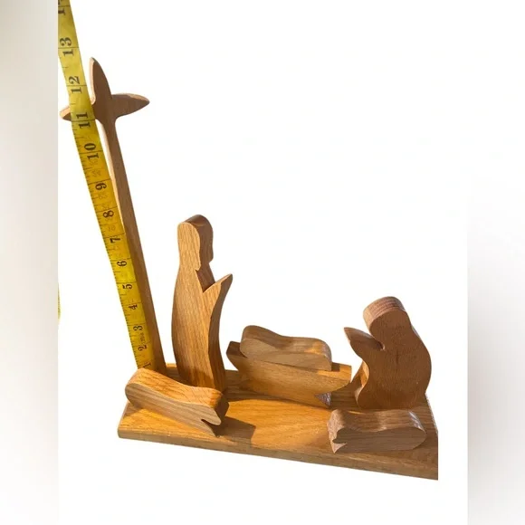 Nativity Oak Wood 8 Pieces Beautiful & Simple Solid oak  Wood hand made - Picture 14 of 15